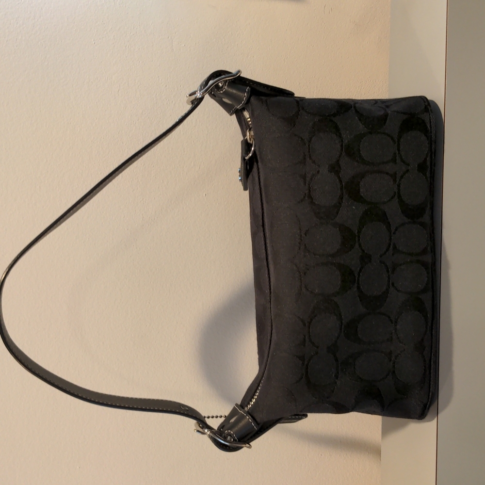 Coach black fabric classic "C" shoulder bag